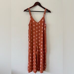 Jules Vault Jumpsuit Small Printed Wide Leg Cropped 100% Rayon Made In US